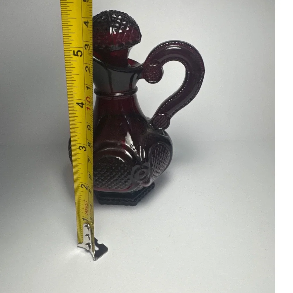 Avon Decanter Cruet Unisex OS Ruby Red Cape Cod Diamond Point Glass